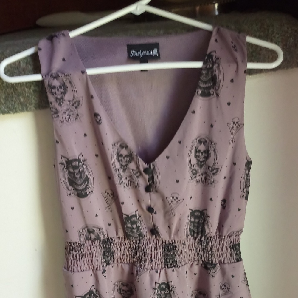 SOLD Sourpusssteam punk pinup cameocat skull dress